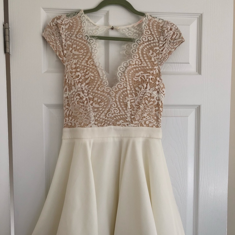 White dress lace top with Flowy bottom